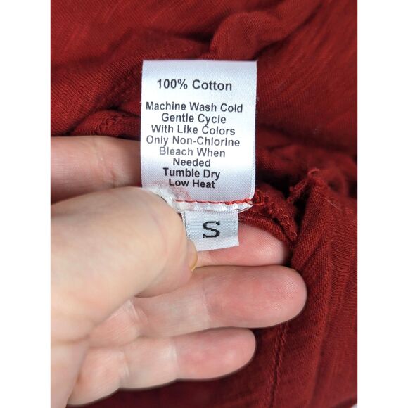 WILT Shrunken Crew 3/4 Sleeve Mock Layer Tee Slub Knit Scarlet Cotton Small - Picture 6 of 6